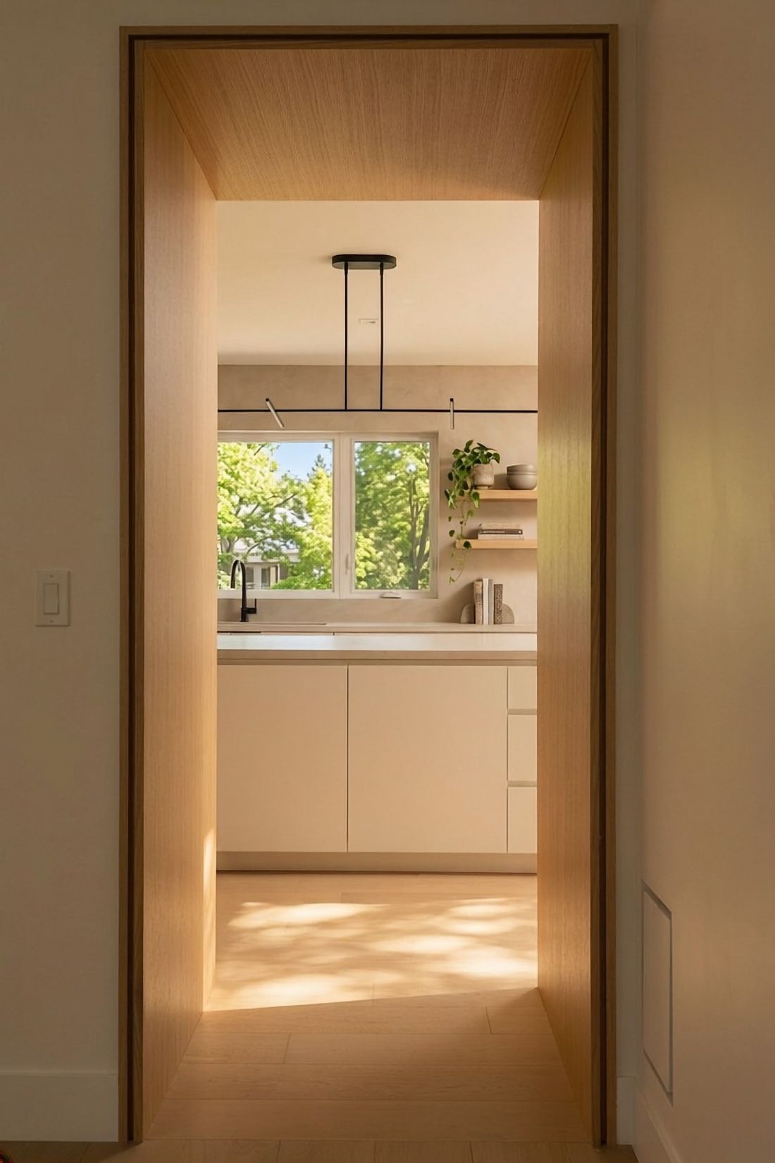 A framed view into the kitchen — The Frame, Kleinburg, Vaughan — interior design by RZ Interiors