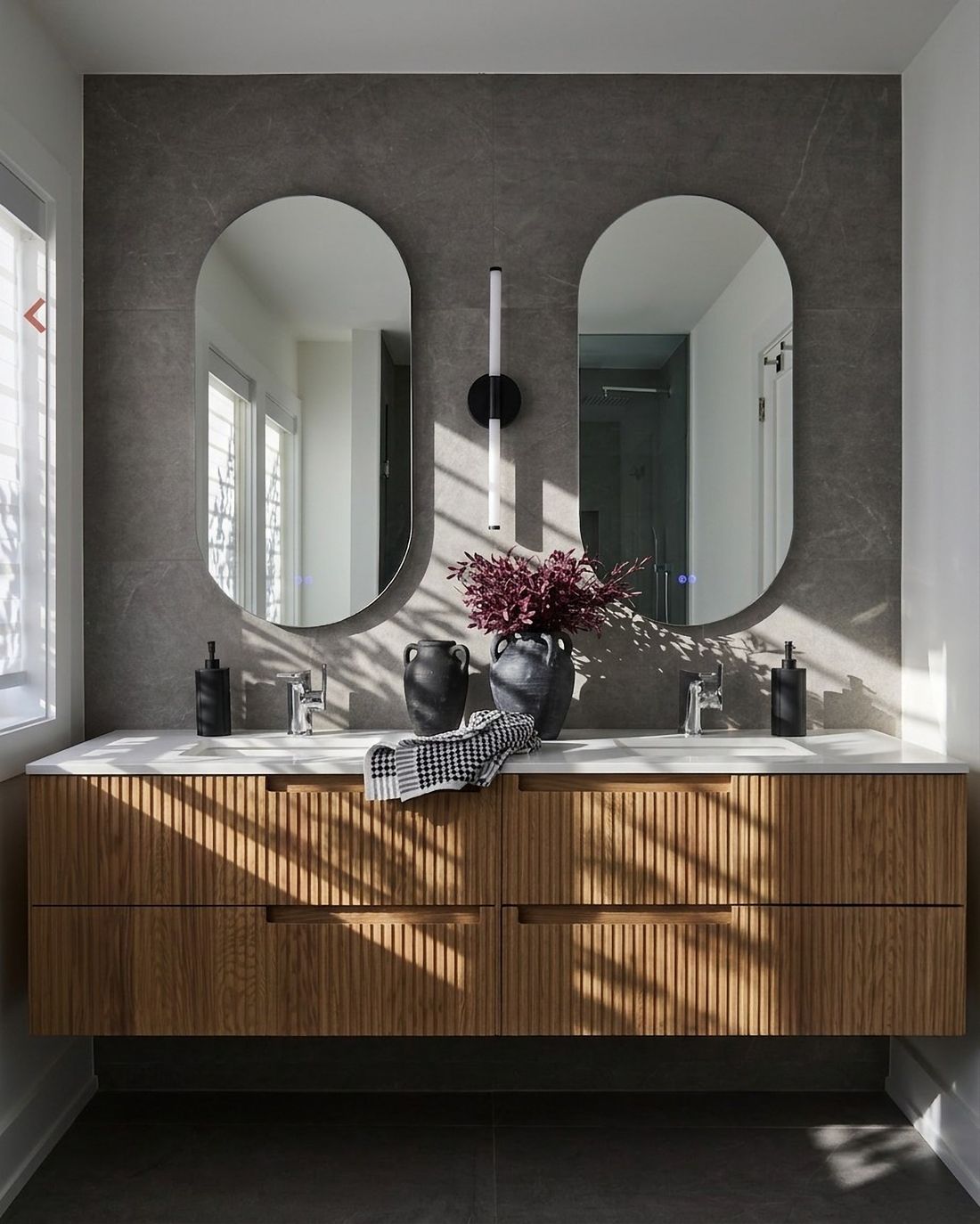 Double vanity — The Corner House — interior design by RZ Interiors