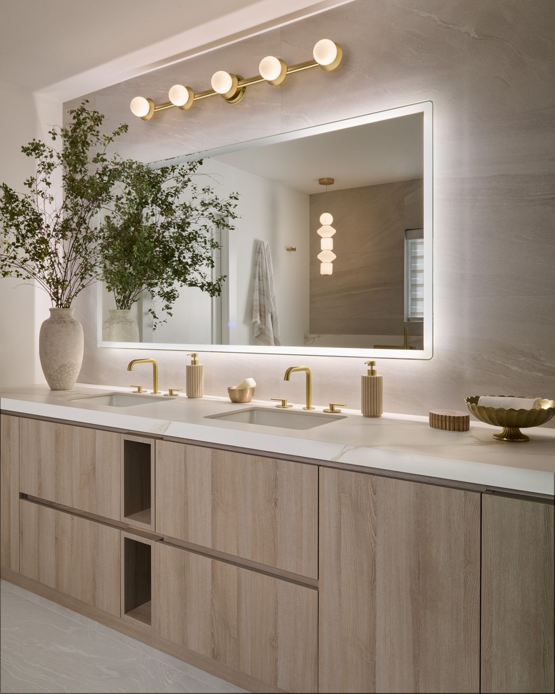 Ensuite vanity — The Corner House — interior design by RZ Interiors