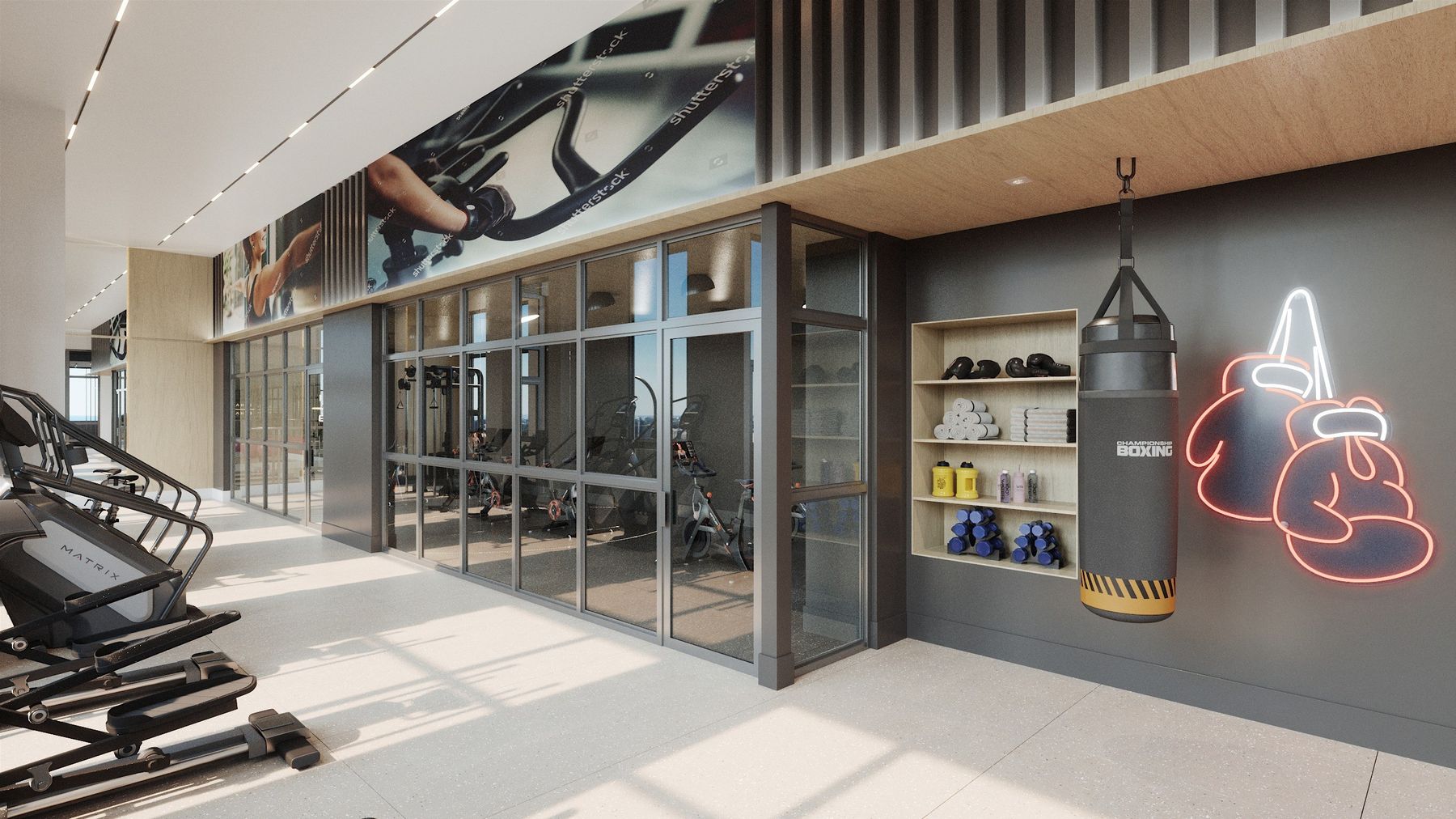 Fitness studio — The Centre Residences, Richmond Hill, Ontario — interior design by RZ Interiors