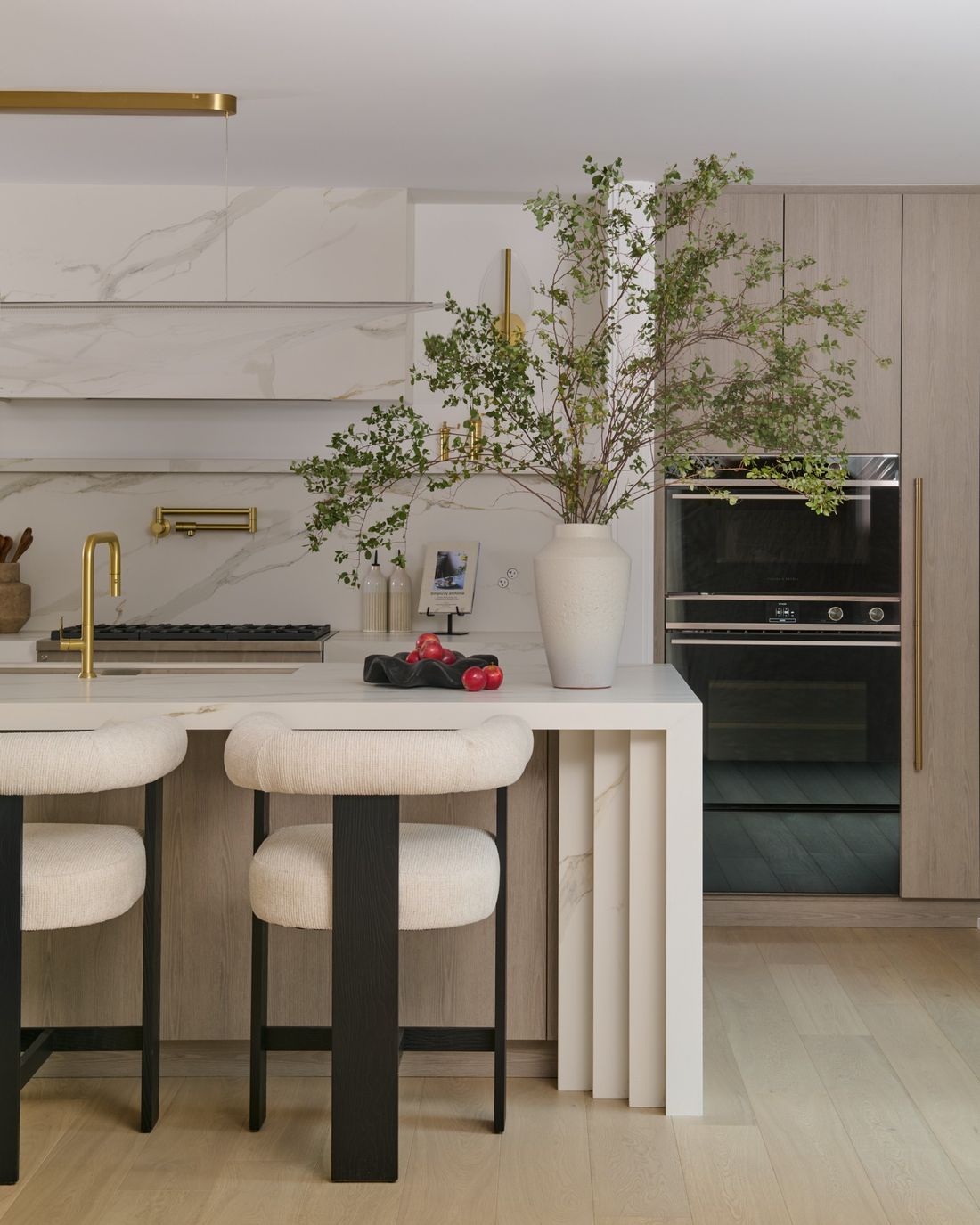 Fluted waterfall island — The Corner House — interior design by RZ Interiors