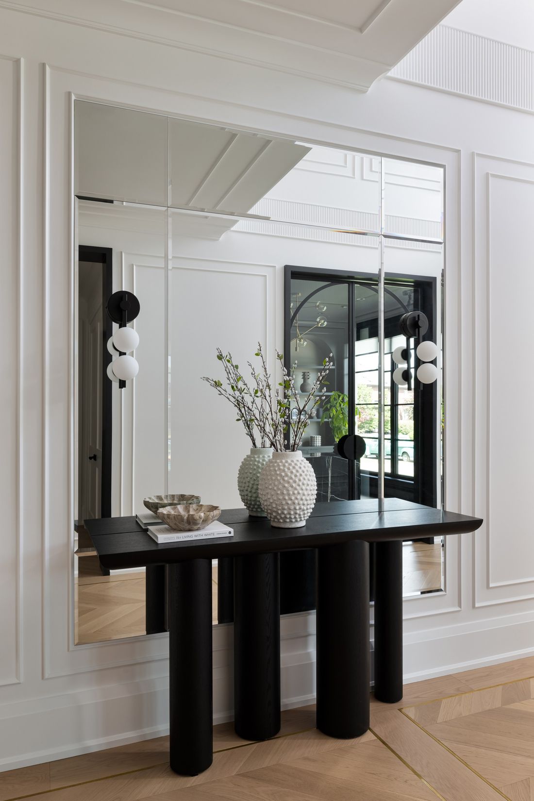 Foyer and applied panelling — The Gathering House, Kleinburg, Vaughan — interior design by RZ Interiors