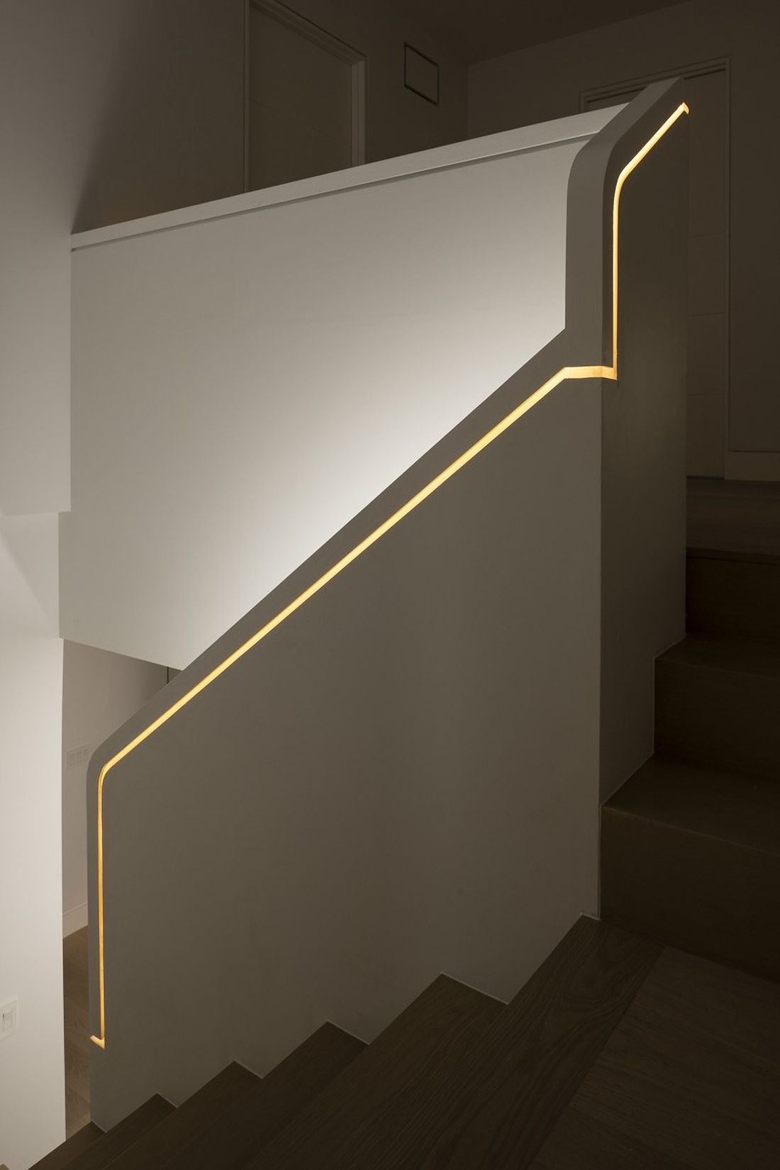 Integrated stair lighting — The Open House, Moore Park, Toronto — interior design by RZ Interiors