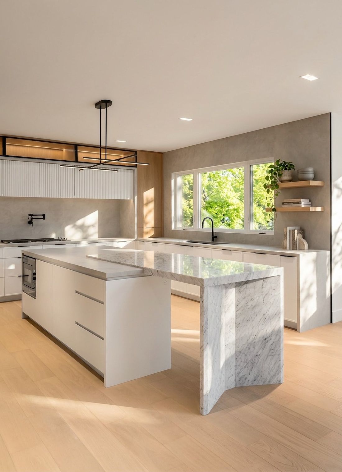 Kitchen toward the backyard — The Frame, Kleinburg, Vaughan — interior design by RZ Interiors