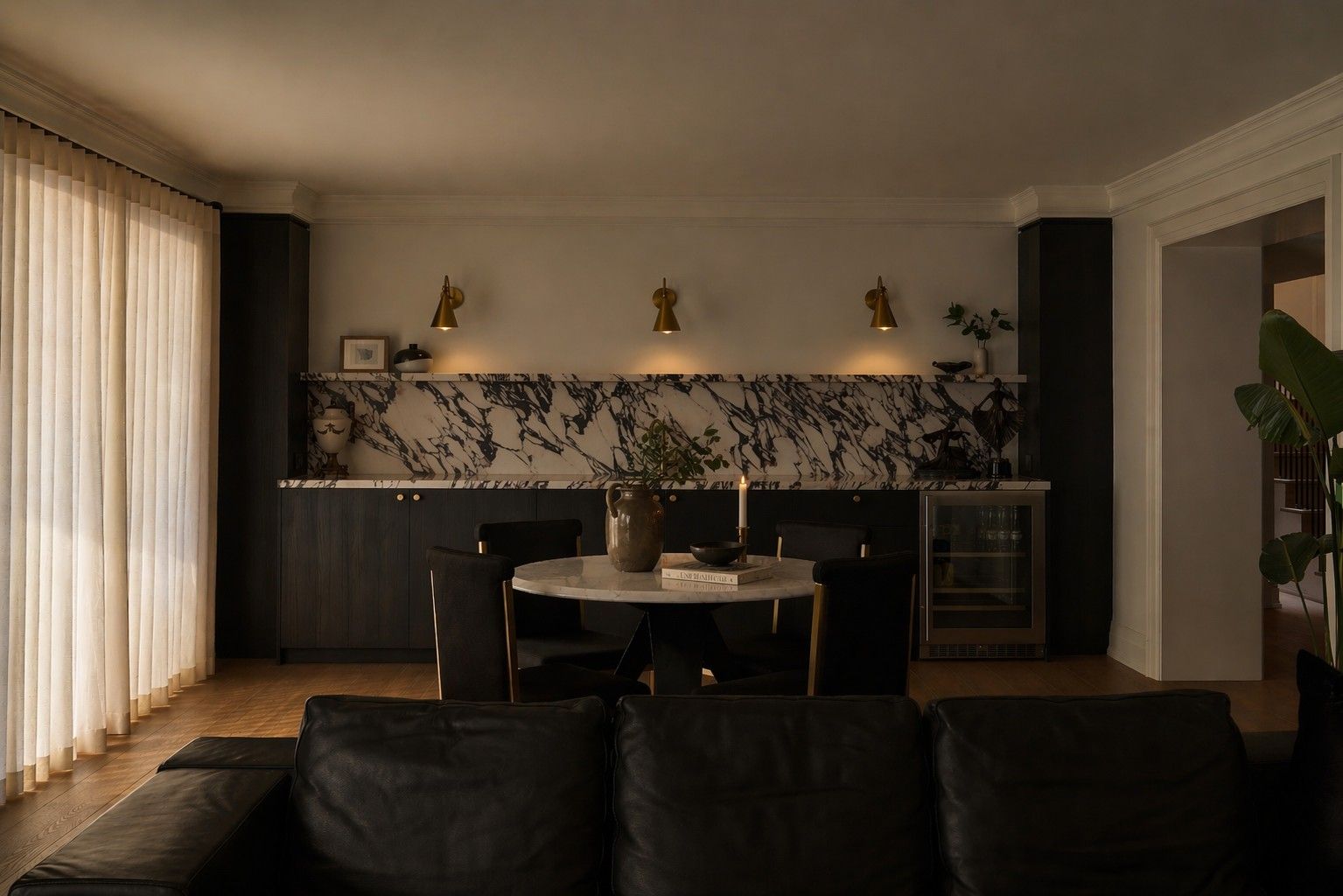 Lower-level lounge — House Number Three — interior design by RZ Interiors