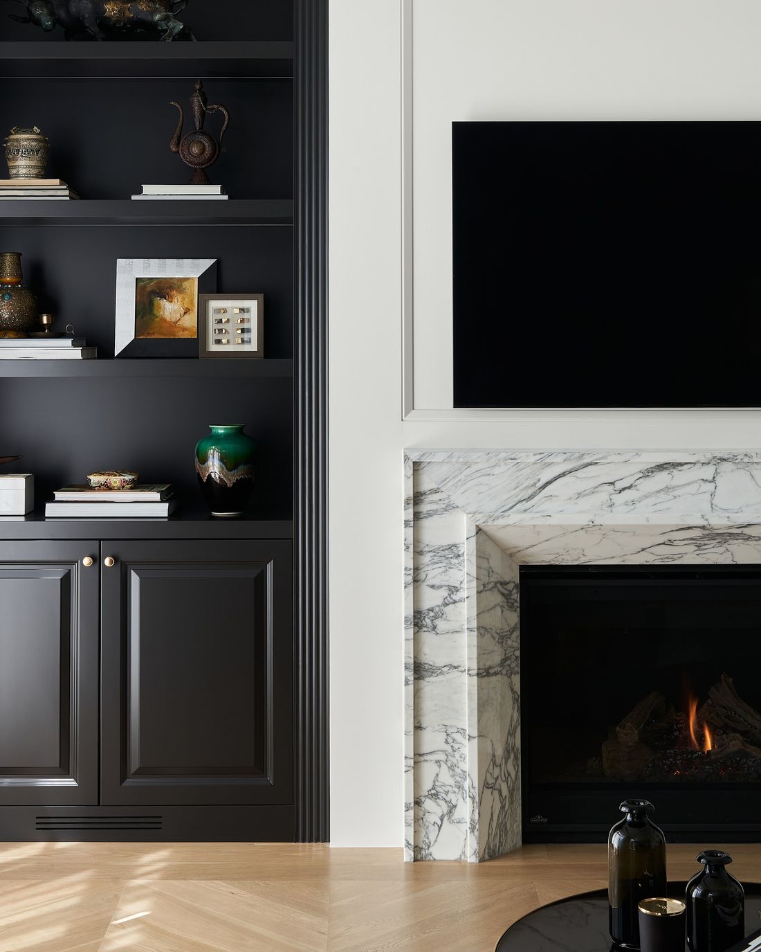 Marble fireplace surround — House Number Three — interior design by RZ Interiors