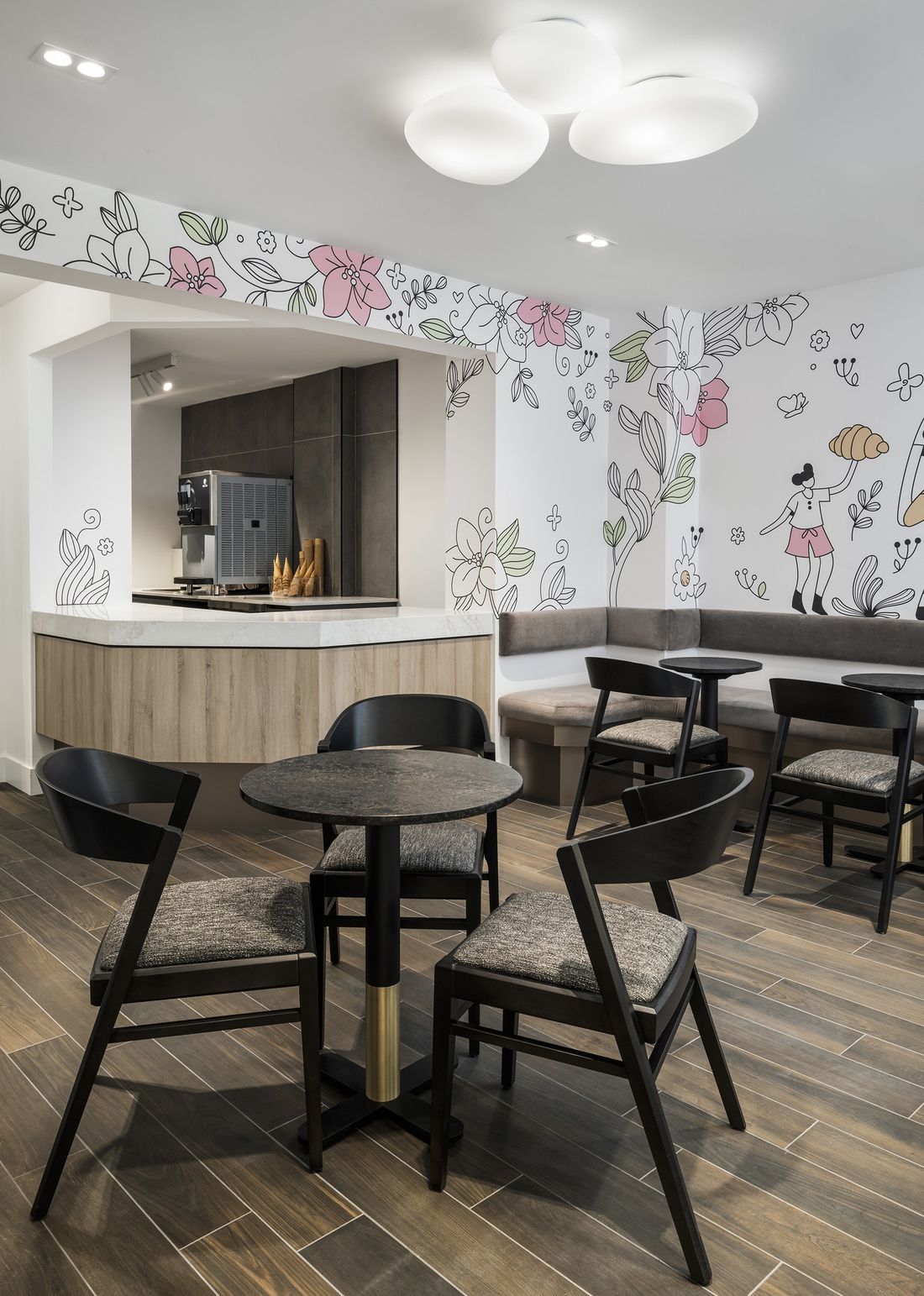 Mural and banquette — Bomou on Rosedale, Rosedale, Toronto — interior design by RZ Interiors