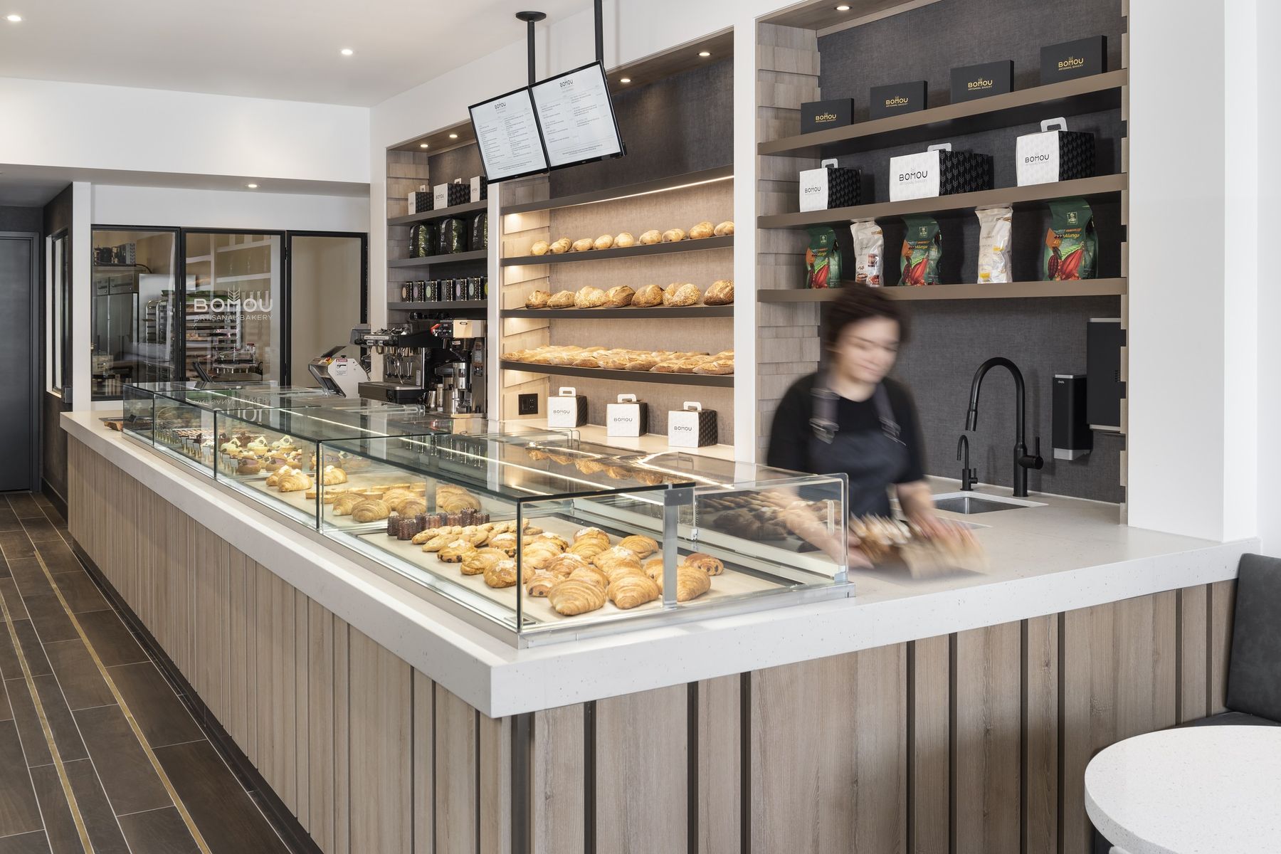 Pastry counter — Bomou on Bayview, East York, Toronto — interior design by RZ Interiors