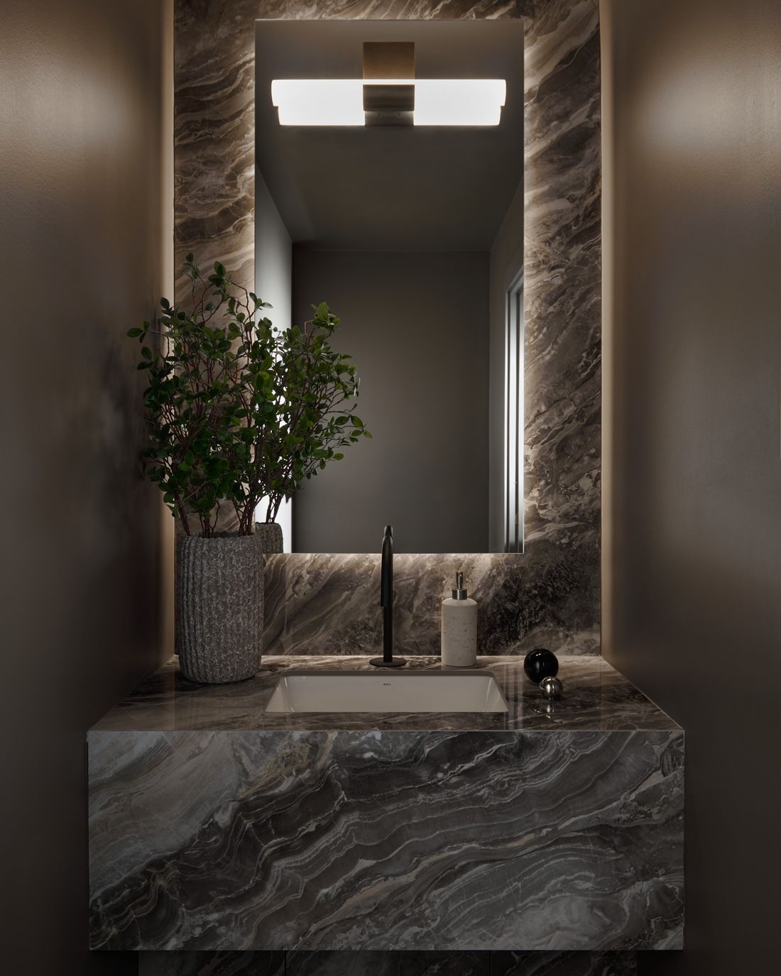 Powder room — The Corner House — interior design by RZ Interiors