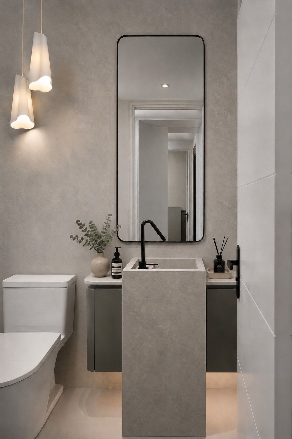 Powder room — The Open House, Moore Park, Toronto — interior design by RZ Interiors