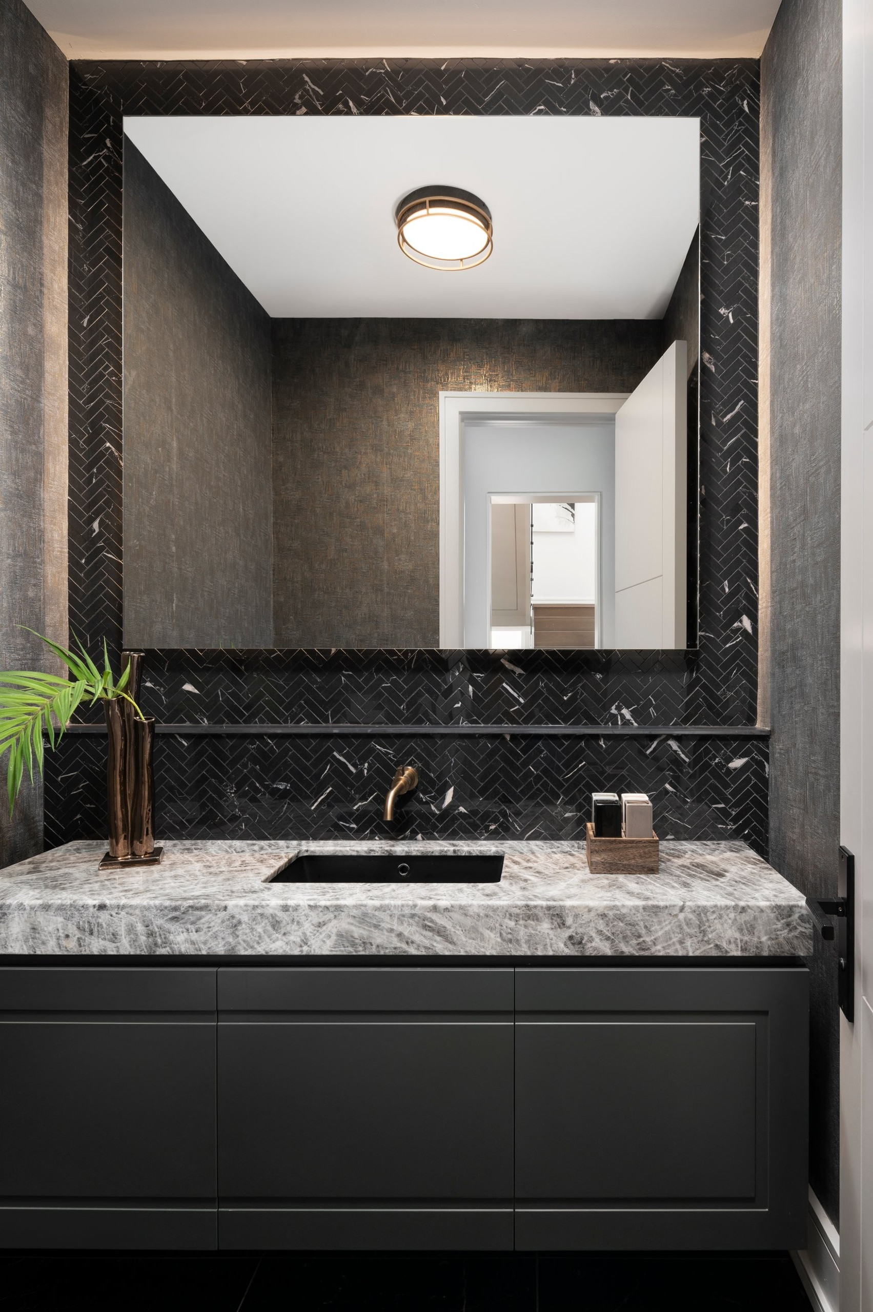 Powder room — Two Volumes, North York, Toronto — interior design by RZ Interiors