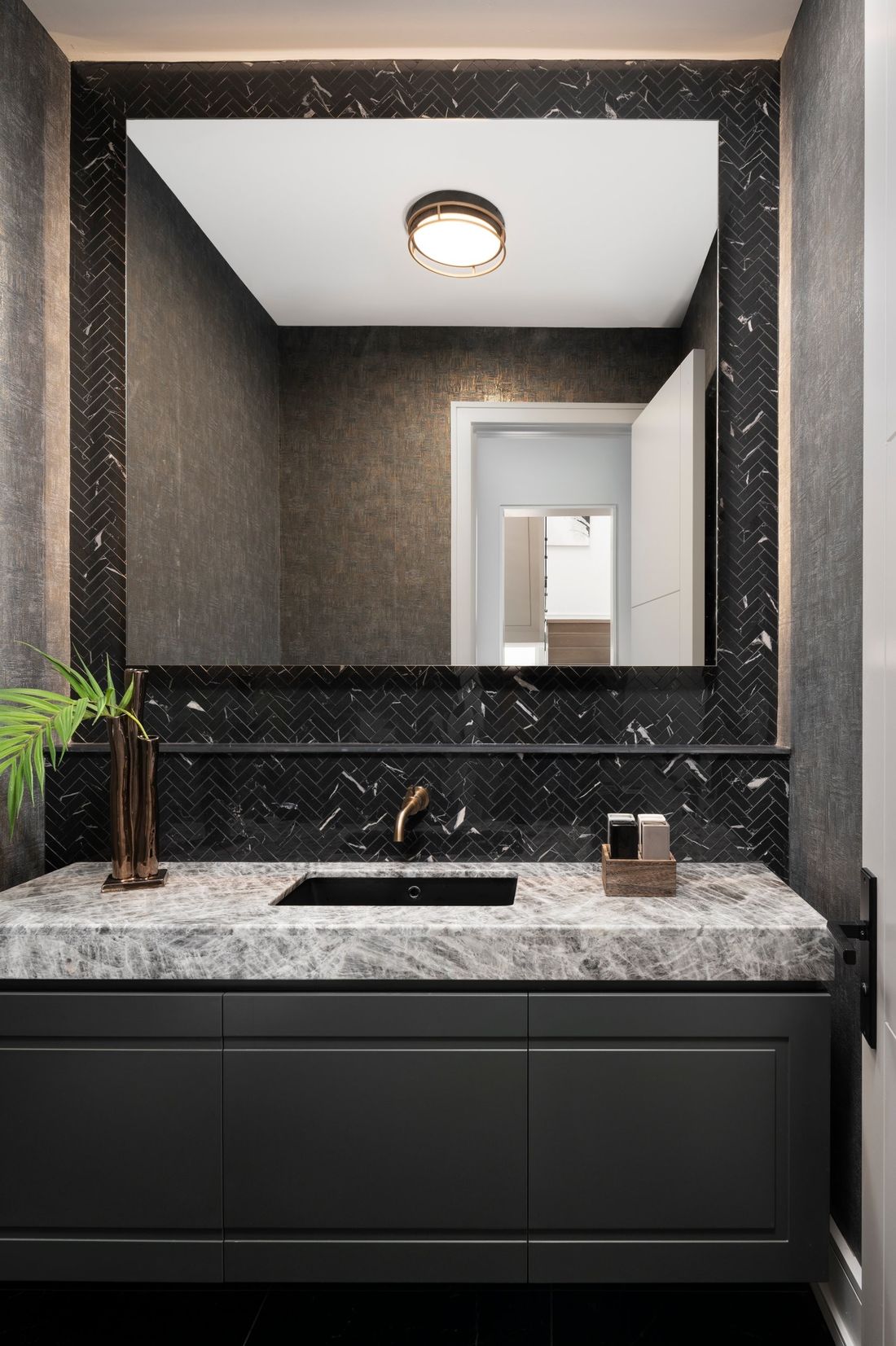 Powder room — Two Volumes, North York, Toronto — interior design by RZ Interiors