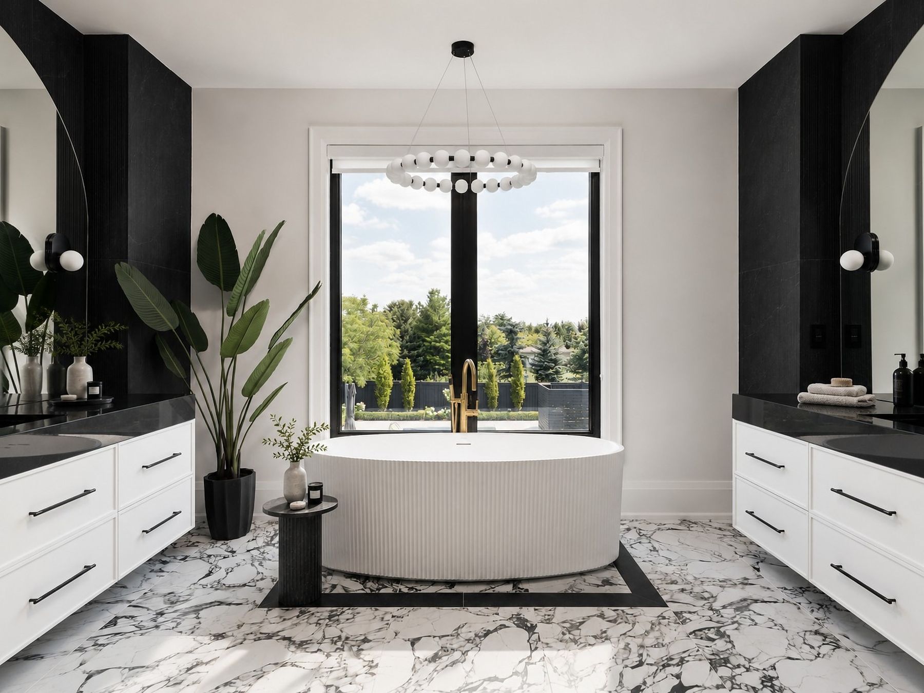Primary ensuite — The Gathering House, Kleinburg, Vaughan — interior design by RZ Interiors