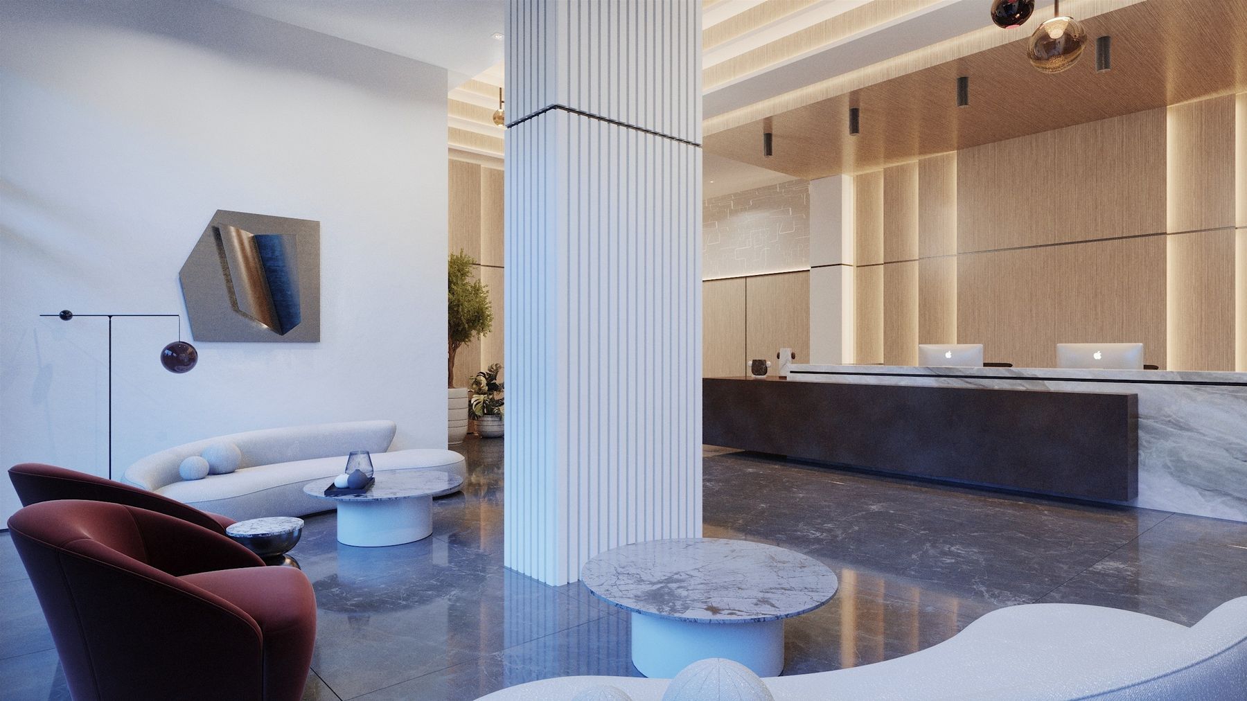 Resident lounge — The Centre Residences, Richmond Hill, Ontario — interior design by RZ Interiors