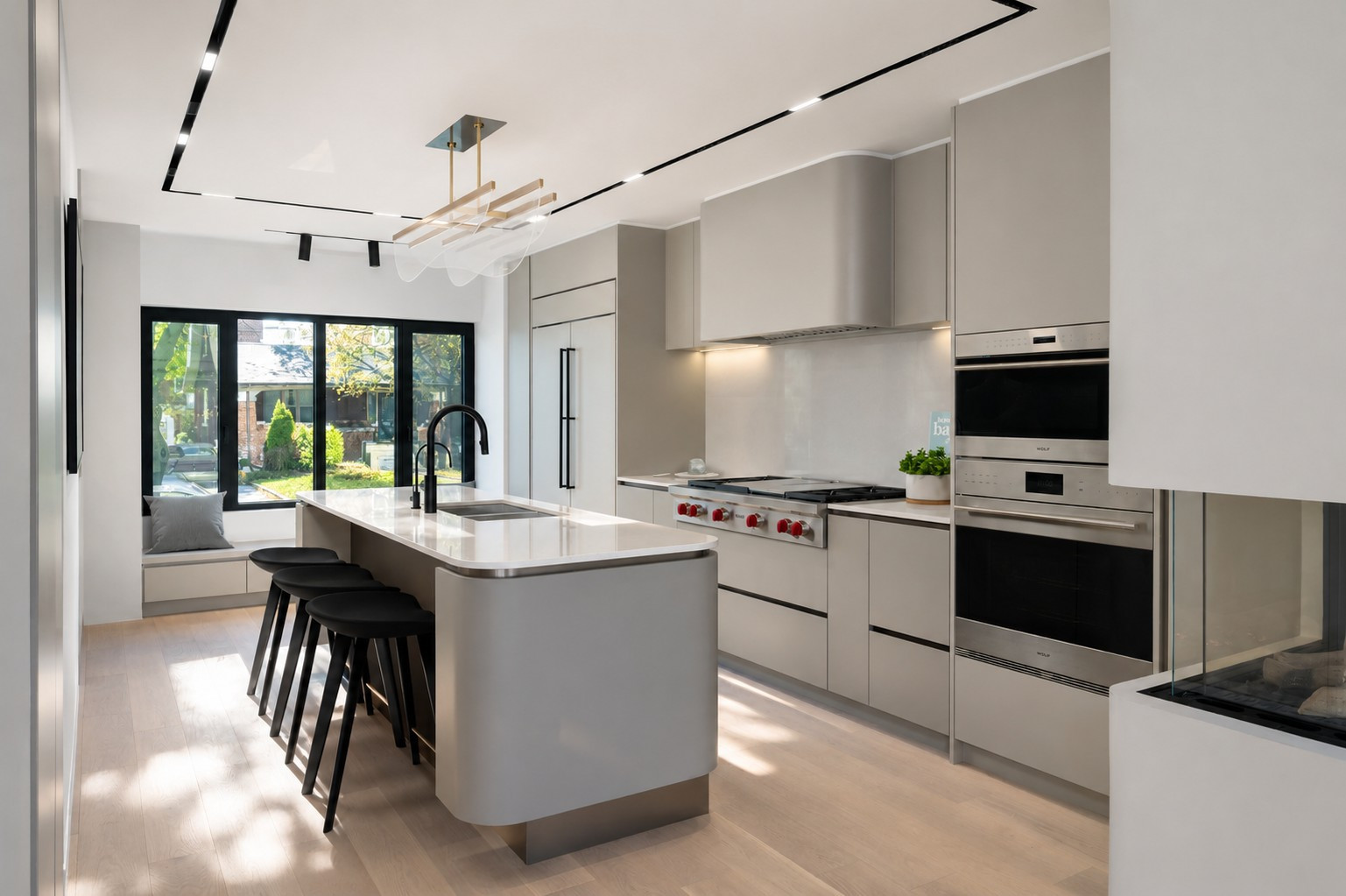The kitchen, moved to the front of the house — The Open House, Moore Park, Toronto — interior design by RZ Interiors