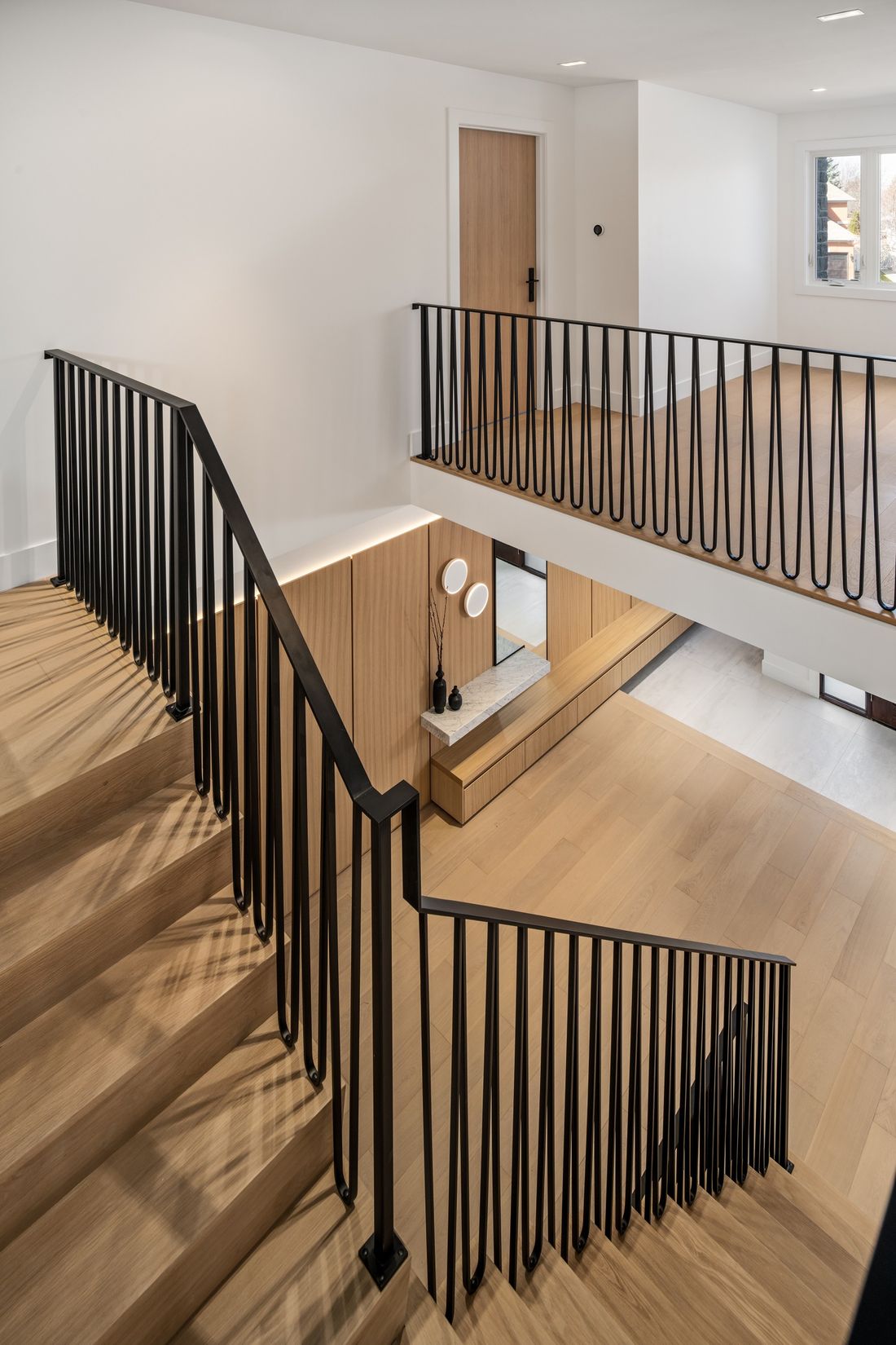 The stair from above — The Frame, Kleinburg, Vaughan — interior design by RZ Interiors