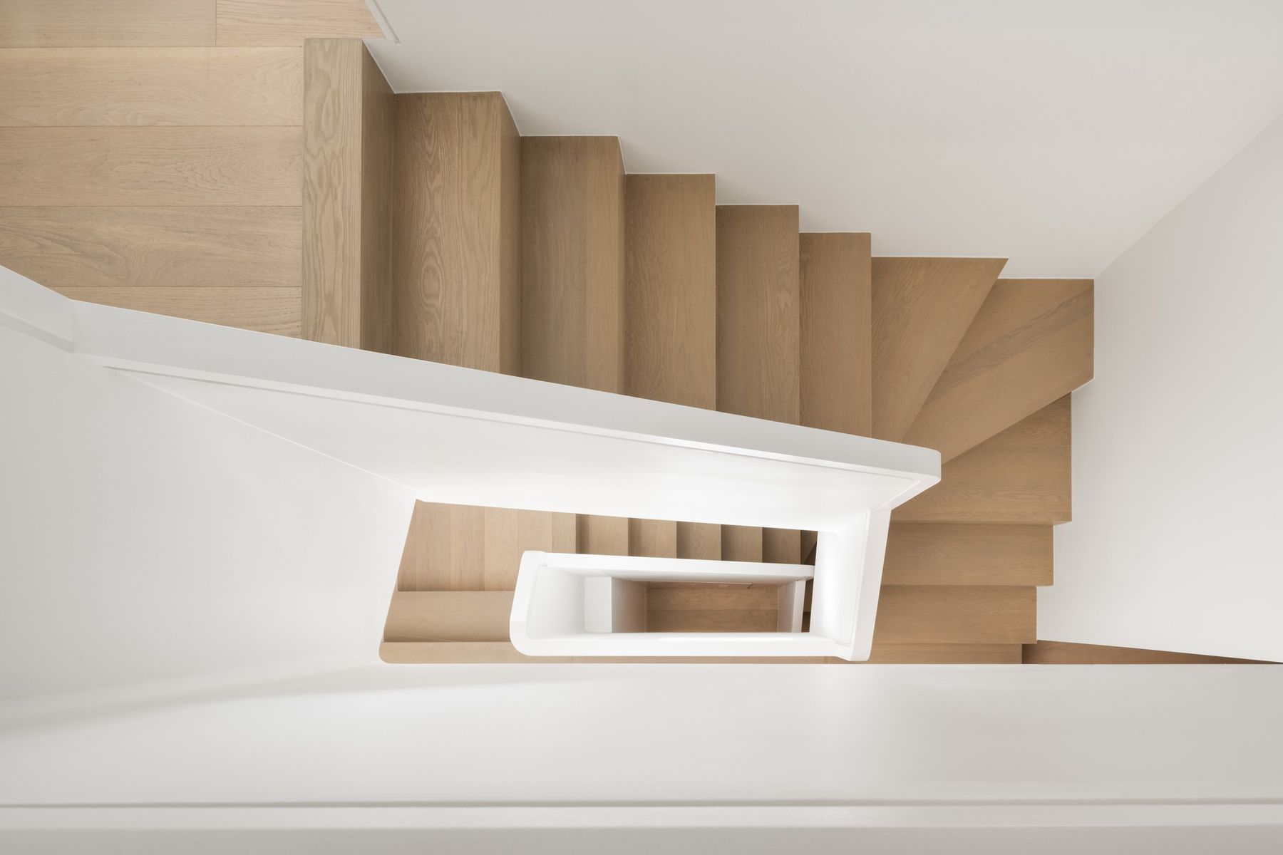 The stair rising to the mezzanine — The Open House, Moore Park, Toronto — interior design by RZ Interiors