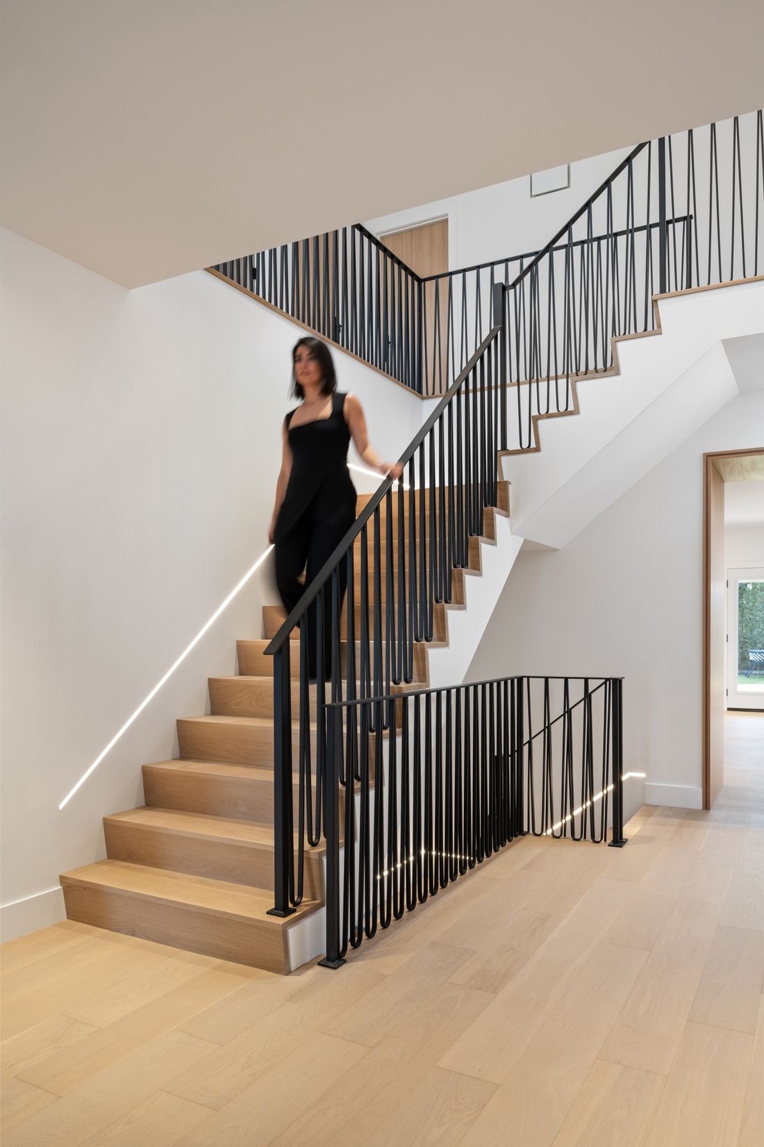 Waterfall treads — The Frame, Kleinburg, Vaughan — interior design by RZ Interiors